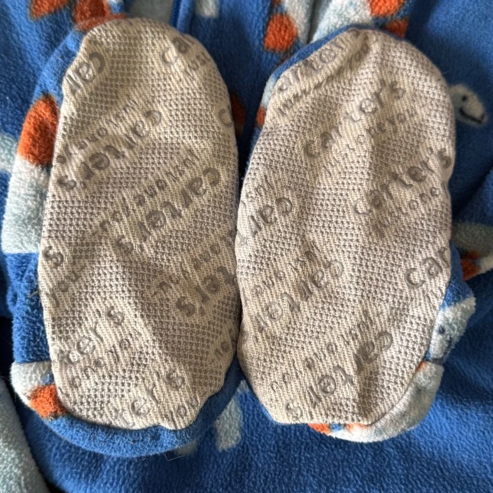 Carters‎ Just One You Blue Fleece Dinosaur Stegosaurus Footed Pajamas 18M